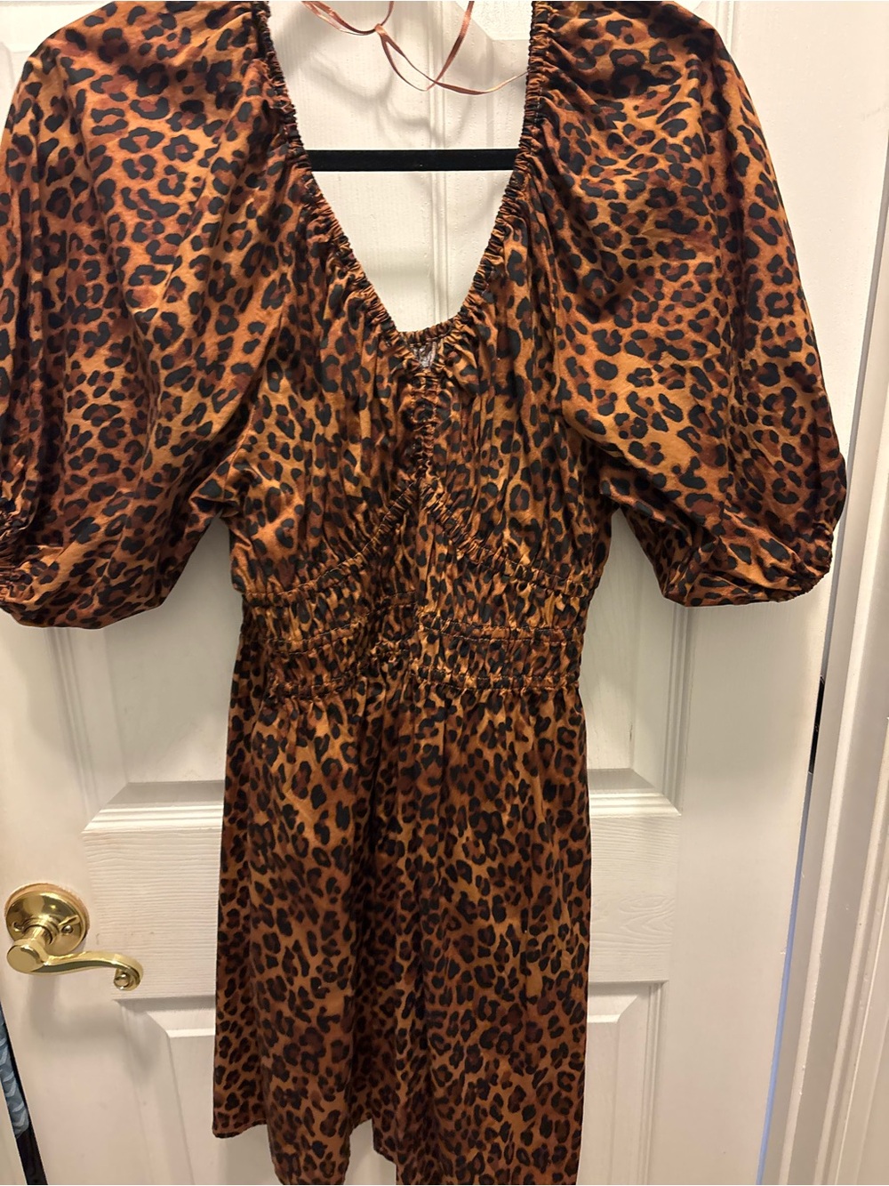 Old Navy Leopard Print Puff Sleeve Mini Dress - Brown/Black